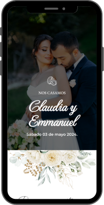 Mockup de invitación digital de boda Claudia y Emmanuel
